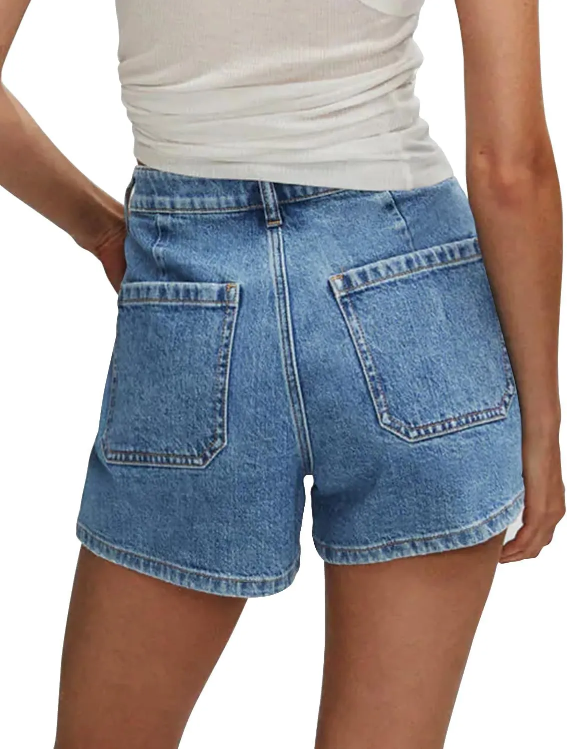 onlypuff Women Denim Shorts Cut Off Mid Rise Frayed Jean Shorts