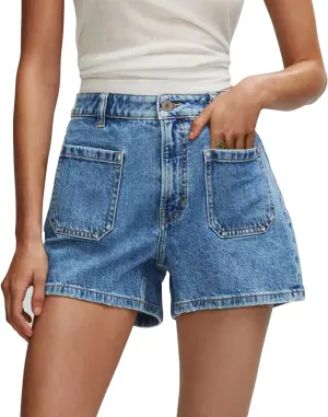onlypuff Women Denim Shorts Cut Off Mid Rise Frayed Jean Shorts