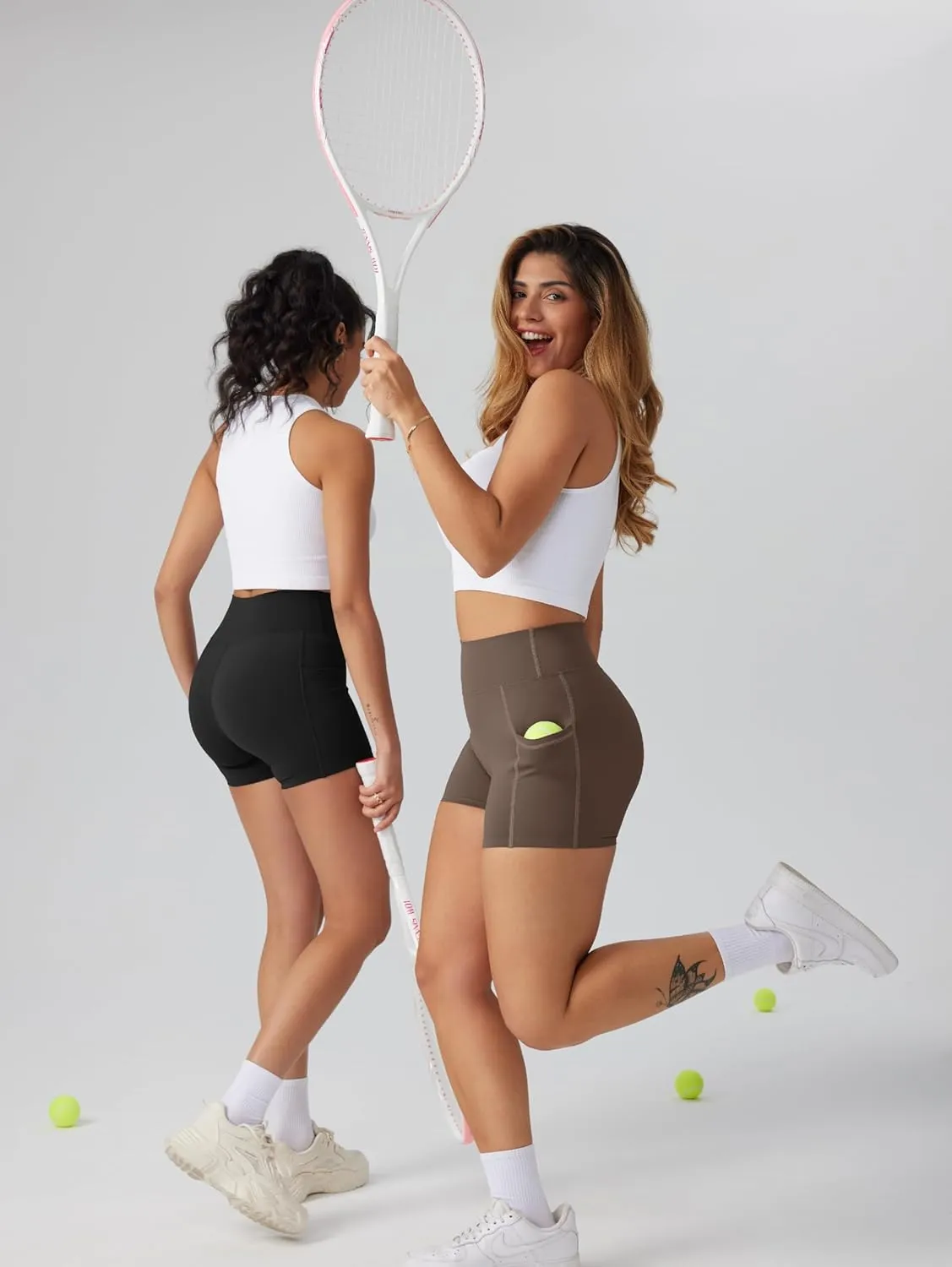 OQQ High Waist Shorts for Women's with Deep Pockets Tummy Control Yoga Athletic Workout Running Shorts