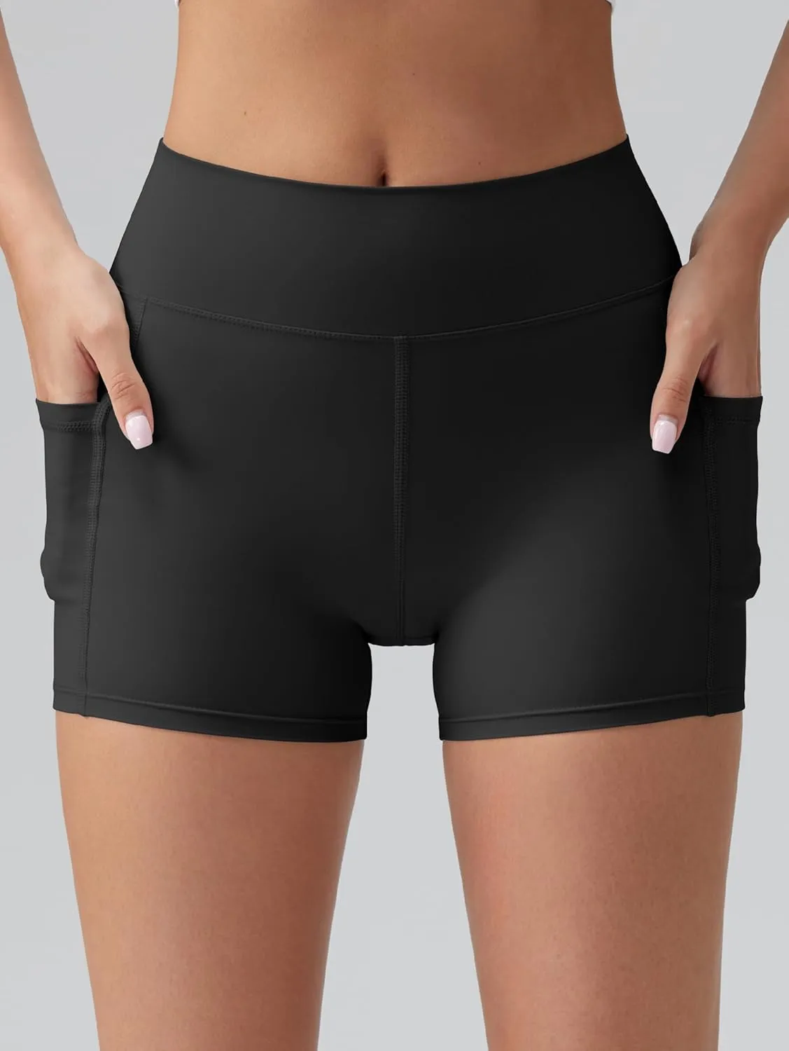 OQQ High Waist Shorts for Women's with Deep Pockets Tummy Control Yoga Athletic Workout Running Shorts