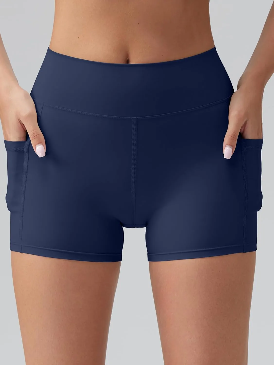 OQQ High Waist Shorts for Women's with Deep Pockets Tummy Control Yoga Athletic Workout Running Shorts