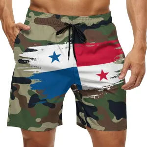 Panama Flag Hand Drawn Men's Swim Trunks Beach Board Shorts Surf Quick Dry Swimsuit Swim Shorts,