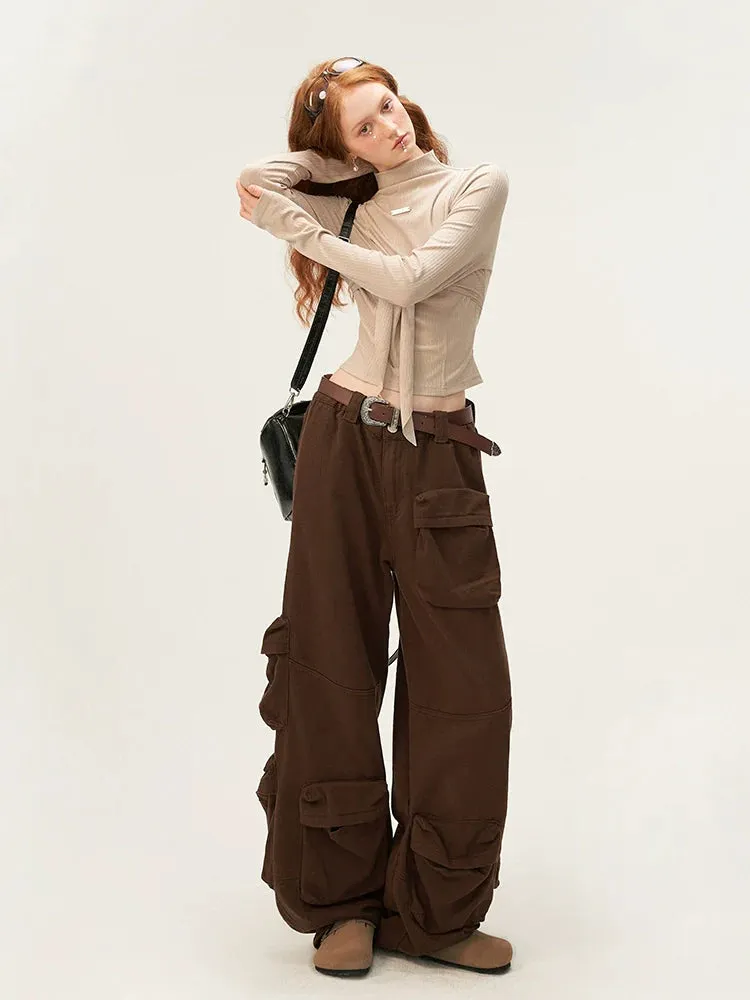 Pants Multi-pocket Maillard Leg Wide