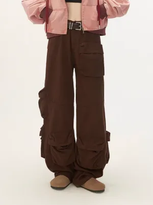 Pants Multi-pocket Maillard Leg Wide