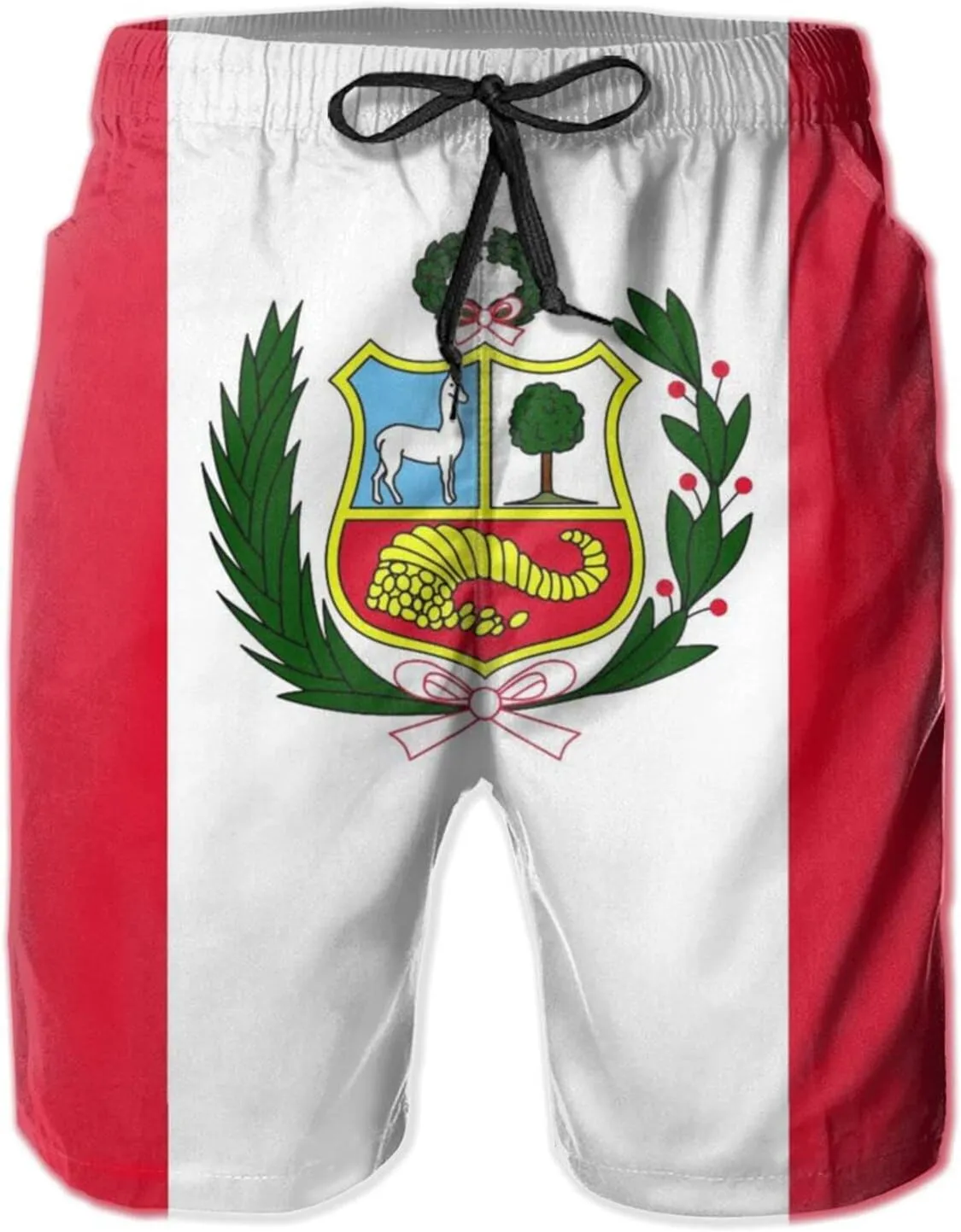 Peru Flag Swim Trunks Quick Dry Board Shorts with Mesh Lining Beach Shorts Printed Shorts Swimwear