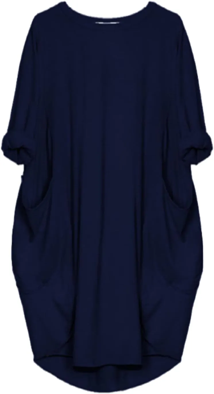 Plus Size Dresses for Women Summer Long Sleeve Crewneck Loose Fit Midi Dresses Fashion Trendy Casual Dressy 2025