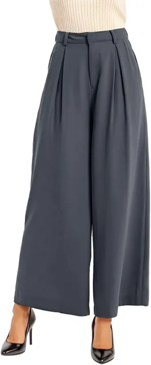 Plus Size Wide Leg Pants with Pockets Flowy Summer Palazzo High Waist Elastic Lounge Trouser Straight Wide Leg Pants