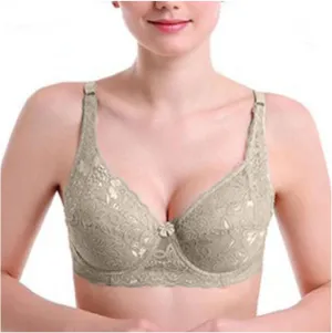 Push Up Lace Bralettes for Old Women Plus Size Full Coverage Wirefree Adjustable Strap Brassiere Comfy Sleep Bras