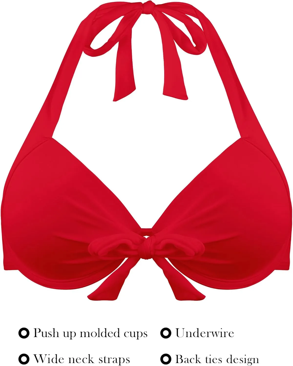 RELLECIGA Women's Push Up Bikini Top Knot Front Underwire Swimwear