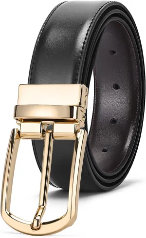 Reversible Leather Belts For Men Big and Tall 32"-62" Trim To Fit With Gift-Box