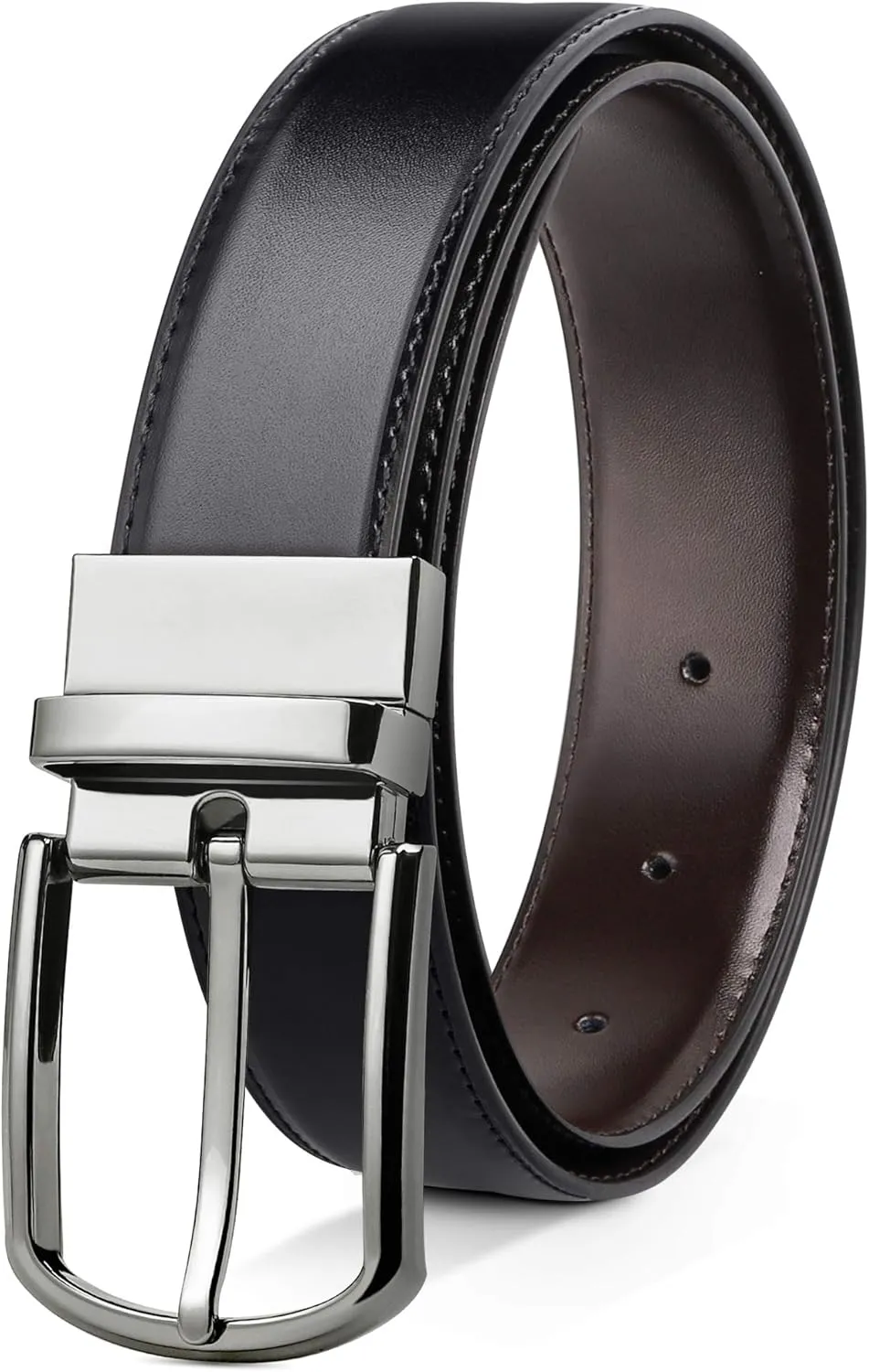 Reversible Leather Belts For Men Big and Tall 32"-62" Trim To Fit With Gift-Box
