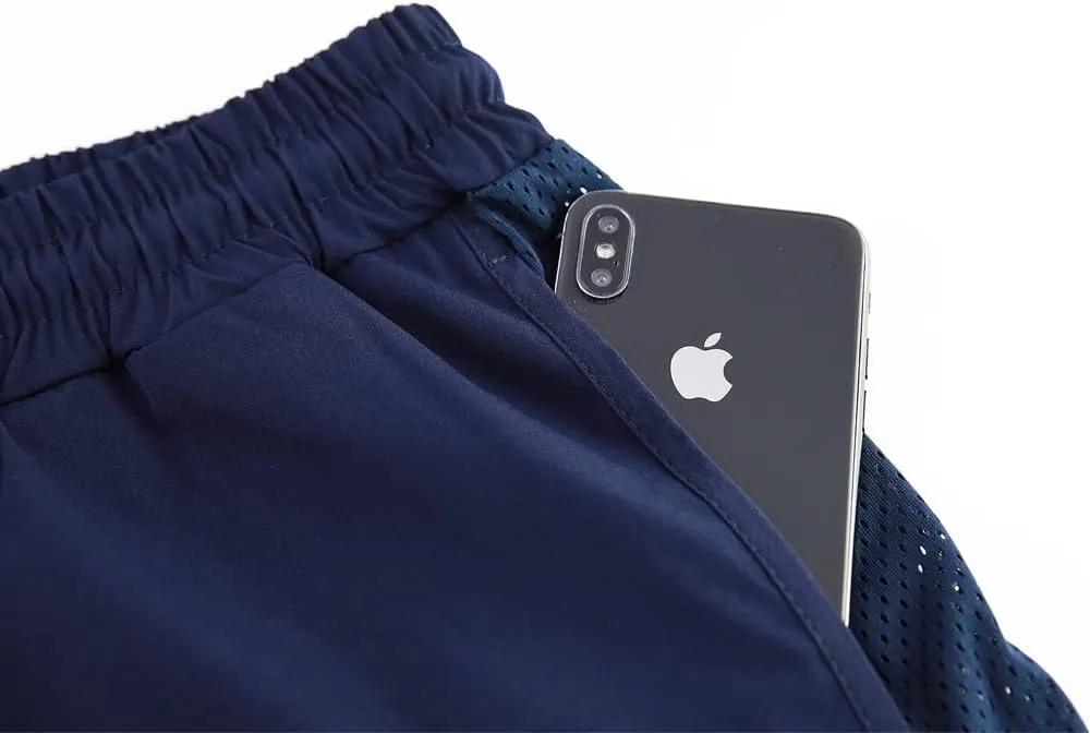 Rexcyril Men's Running Workout Shorts Quick Dry Gym Bodybuilding Athletic Shorts with Pockets