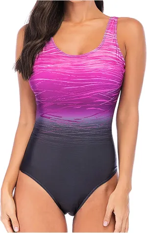 Ribbed Scalloped Bathing Suit Solid Color Sleeveless Swimsuit Simple Slimming Back Covering The Belly and Looking