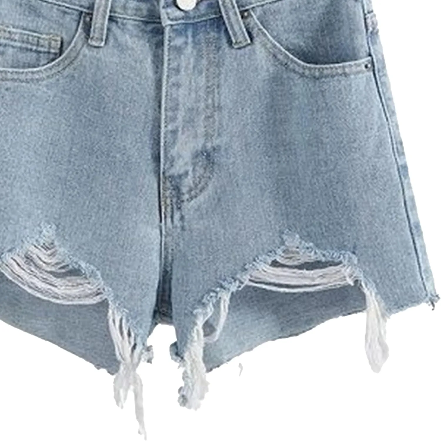 Ripped Jeans Womens High Waisted Irregular Frayed Raw Denim Shorts Summer Casual Shorts for Teen Girls