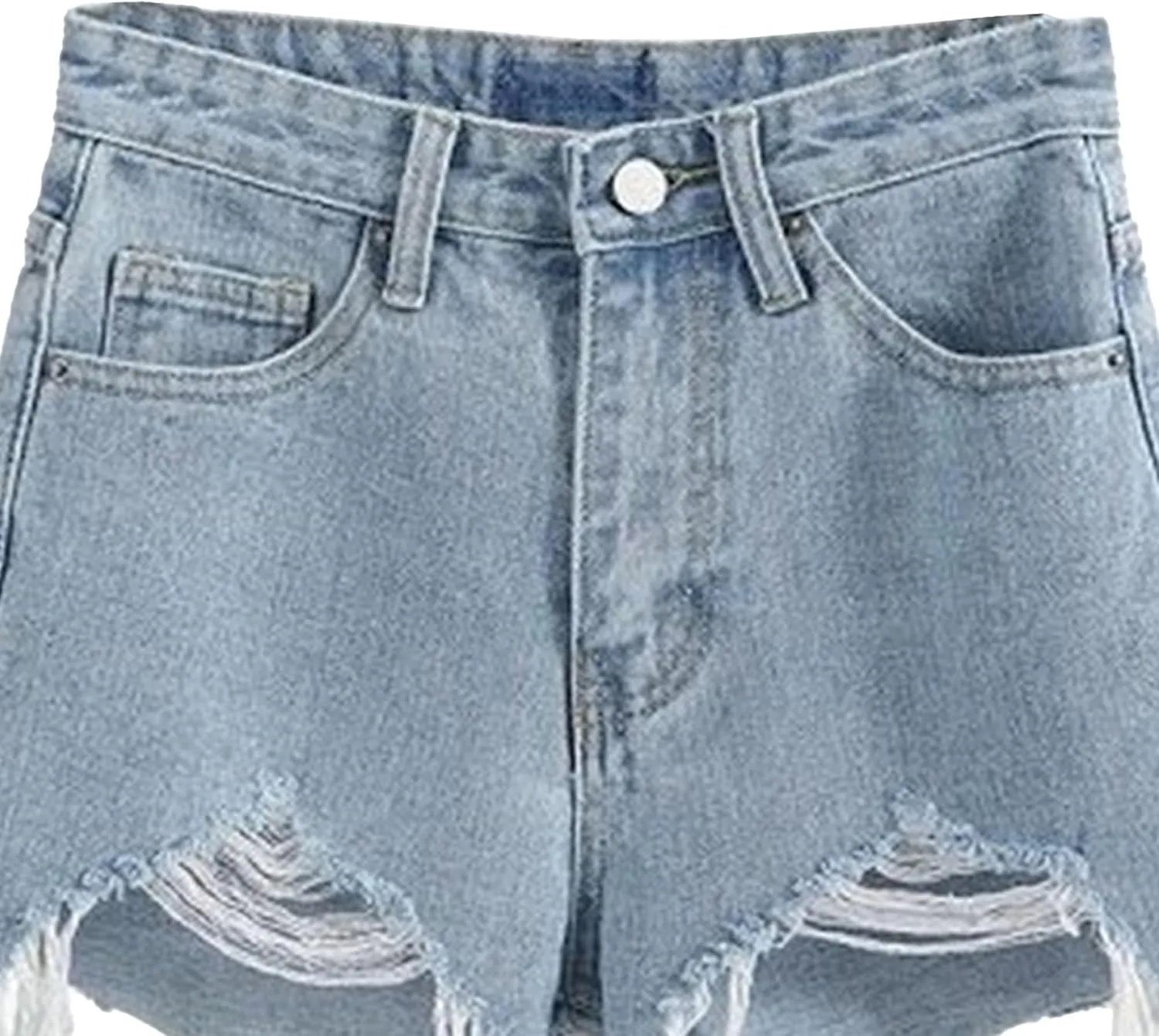 Ripped Jeans Womens High Waisted Irregular Frayed Raw Denim Shorts Summer Casual Shorts for Teen Girls
