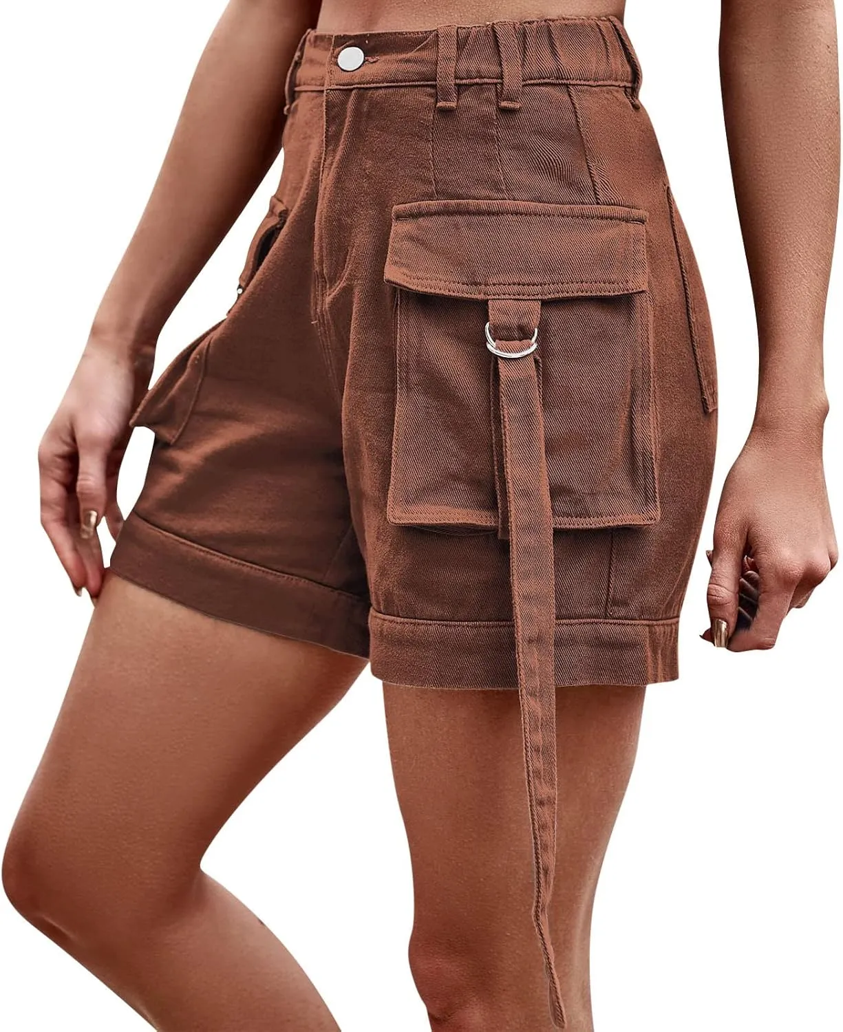 Rvidbe Jean Shorts for Women Womens Juniors High Waist Elastic Cargo Shorts Y2k Streetwear Summer Denim Shorts With Pockets Cargo Shorts for Women Jean Shorts Womens High Waisted