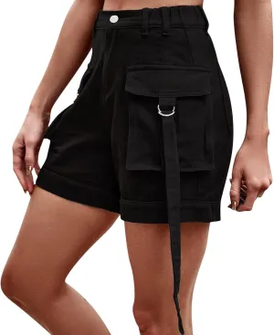 Rvidbe Jean Shorts for Women Womens Juniors High Waist Elastic Cargo Shorts Y2k Streetwear Summer Denim Shorts With Pockets Cargo Shorts for Women Y2K Jean Shorts High Waisted