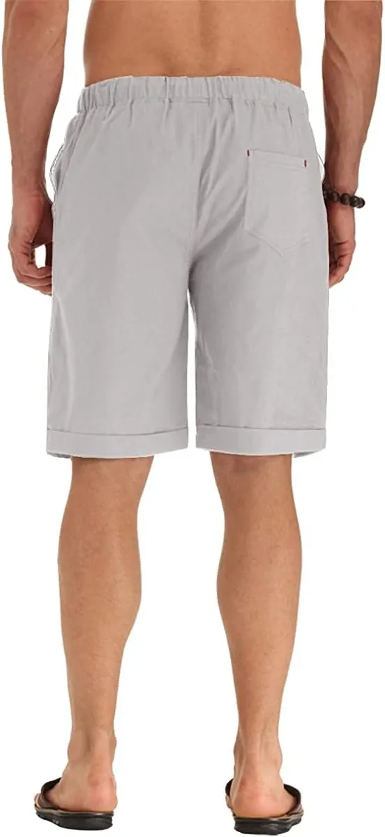 Sailwind Mens Linen Shorts Casual Drawstring Summer Beach Shorts