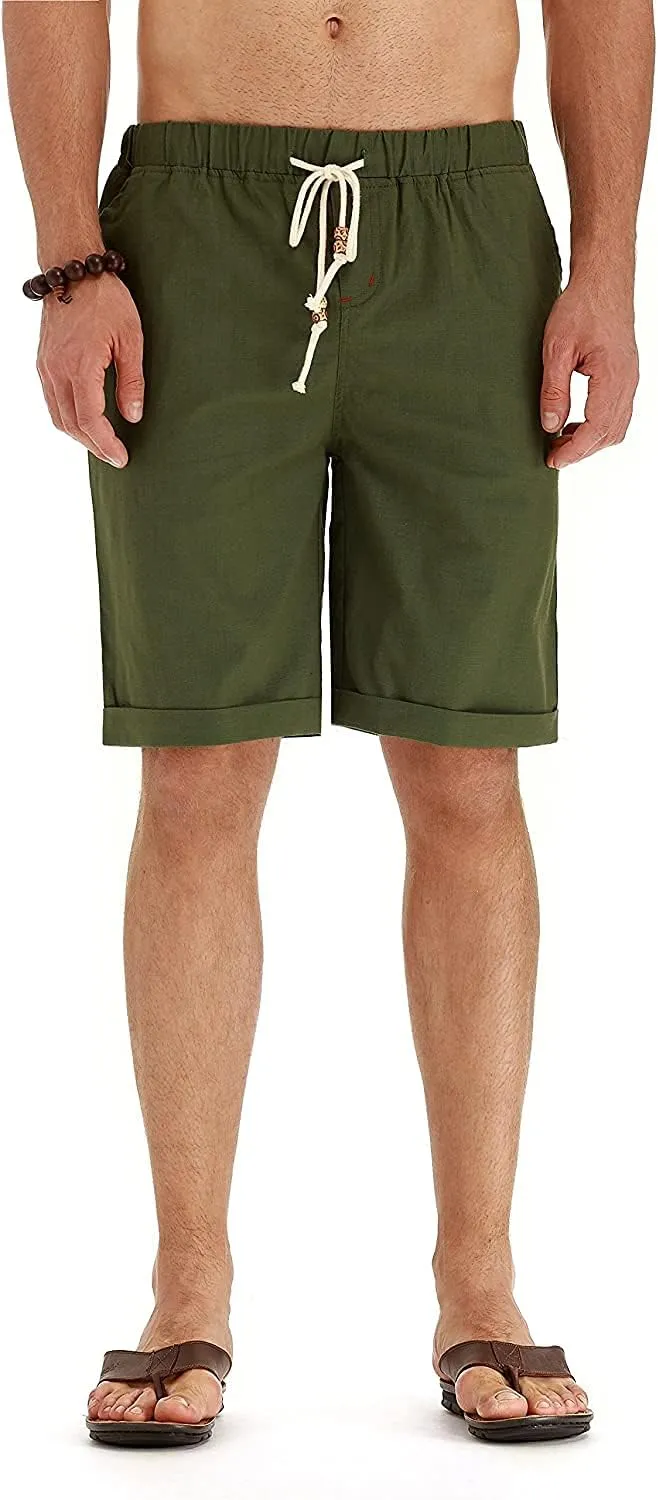 Sailwind Mens Linen Shorts Casual Drawstring Summer Beach Shorts