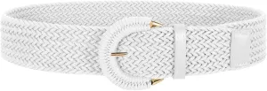 SANSTHS Women Wide Woven Belt for Dresses Fashion Rattan Braided Waist Belt Straw Raffia Boho Belt for Jeans
