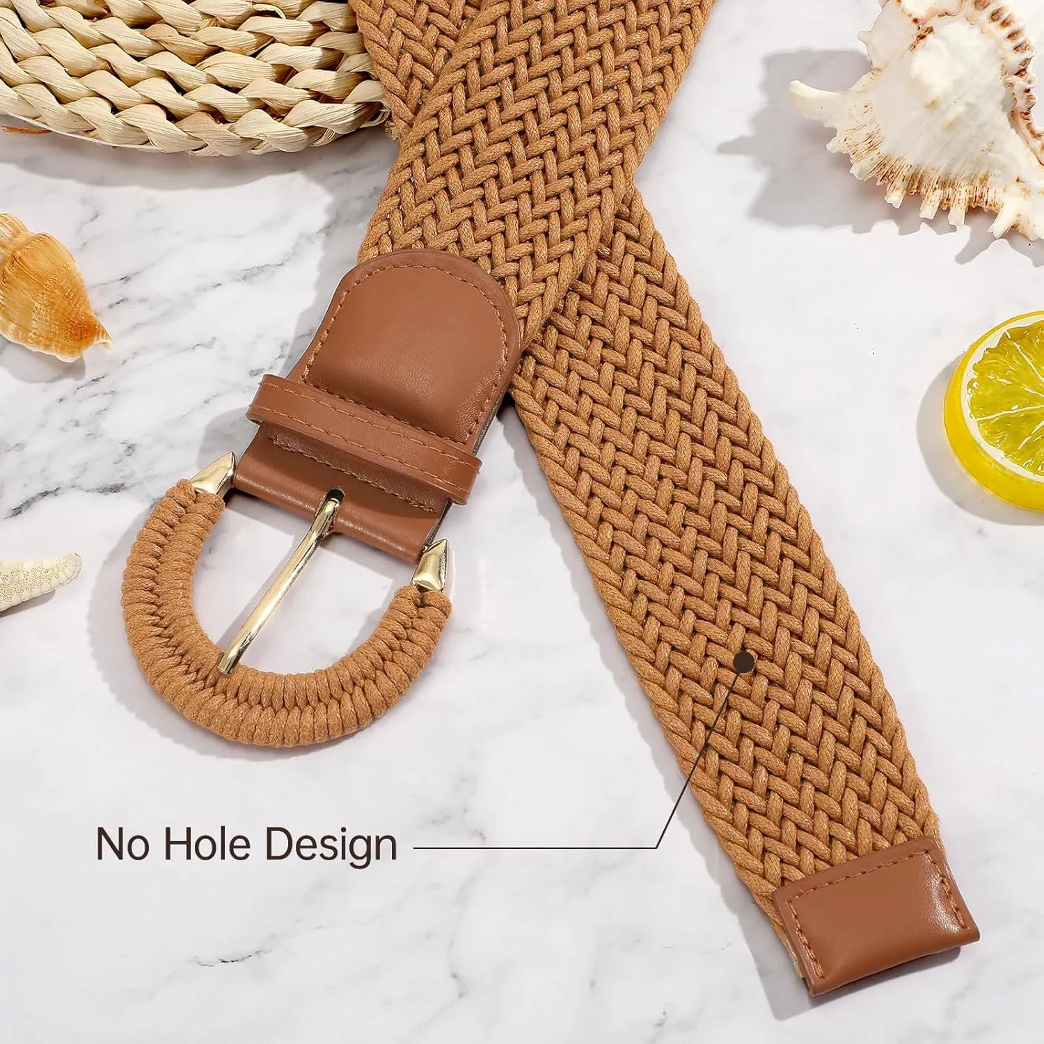 SANSTHS Women Wide Woven Belt for Dresses Fashion Rattan Braided Waist Belt Straw Raffia Boho Belt for Jeans