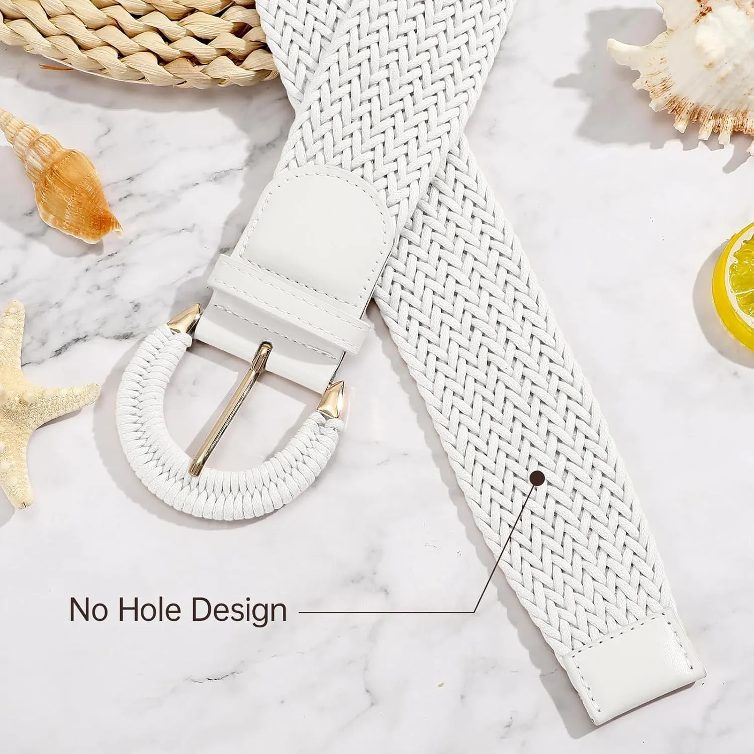 SANSTHS Women Wide Woven Belt for Dresses Fashion Rattan Braided Waist Belt Straw Raffia Boho Belt for Jeans