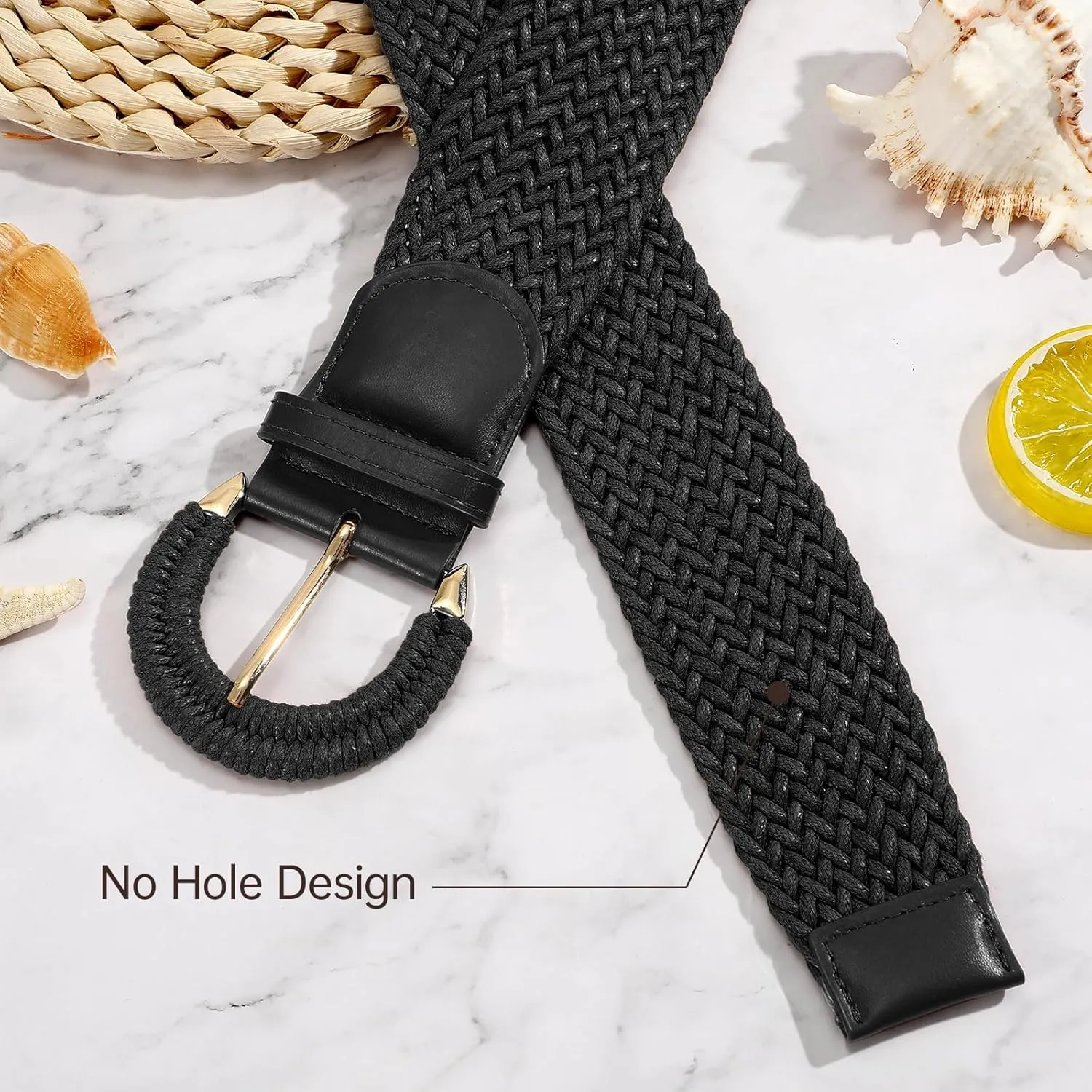 SANSTHS Women Wide Woven Belt for Dresses Fashion Rattan Braided Waist Belt Straw Raffia Boho Belt for Jeans