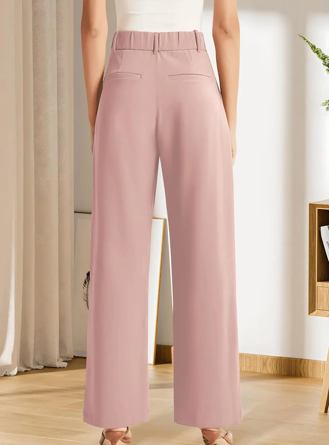 Sarin Mathews High Waisted Wide Leg Pants for Women Business Casual Dress Pant Long Work Trousers with Pockets