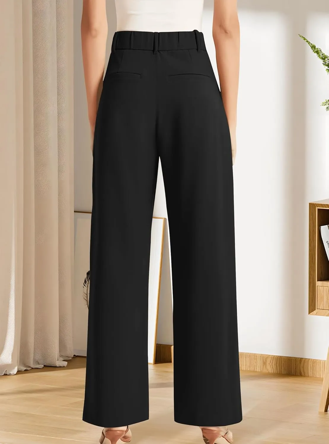 Sarin Mathews High Waisted Wide Leg Pants for Women Business Casual Dress Pant Palazzo Long Work Trousers with Pockets