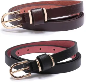 Set of Women’s Skinny Leather Belt Solid Color Waist or Hips Ornament 10 Sizes …