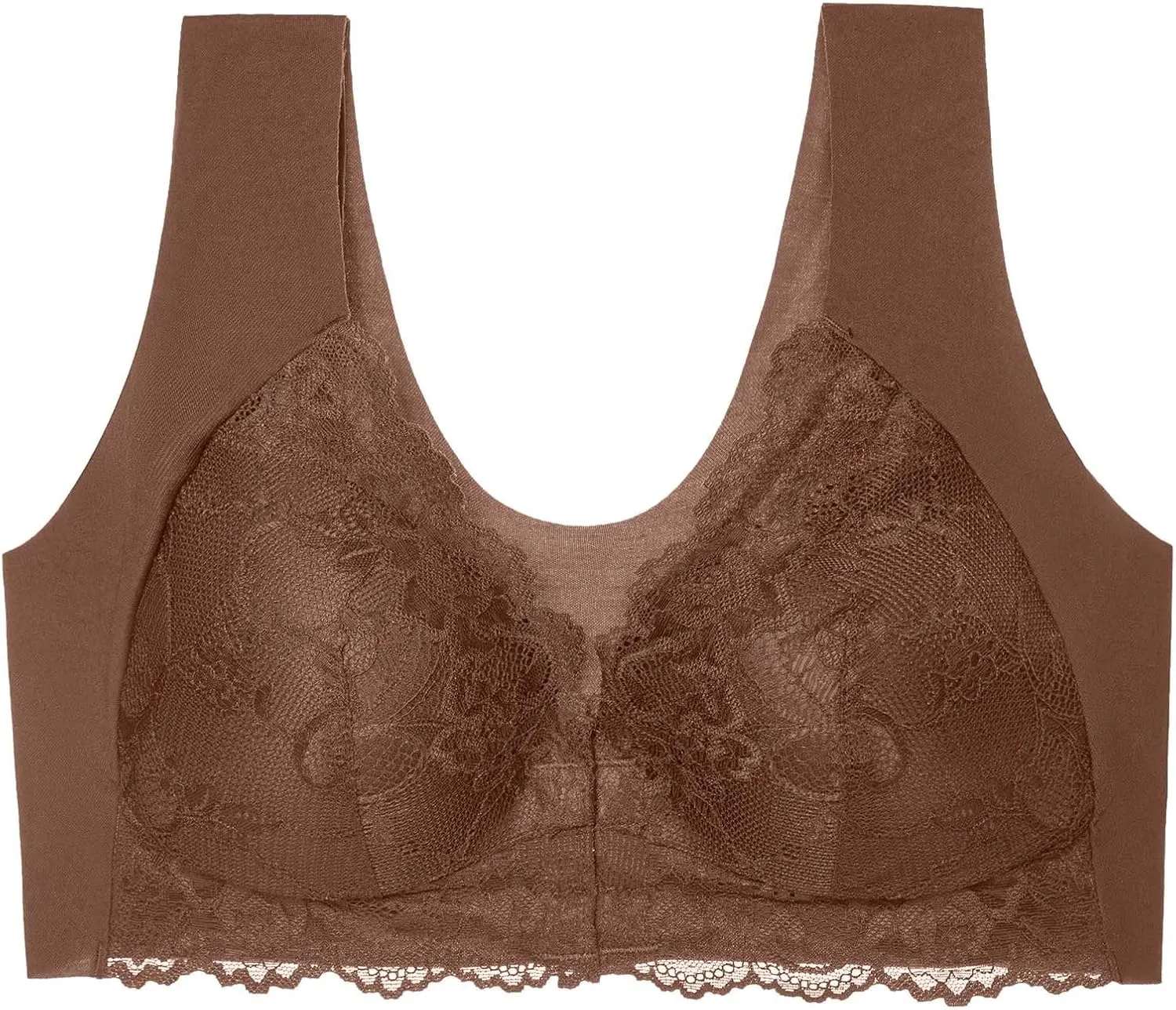 Sexy Lace Bras for Women Push Up Wireless Seamless Bra Convenient Front Closure Bralettes Stretchy Comfort Underwear