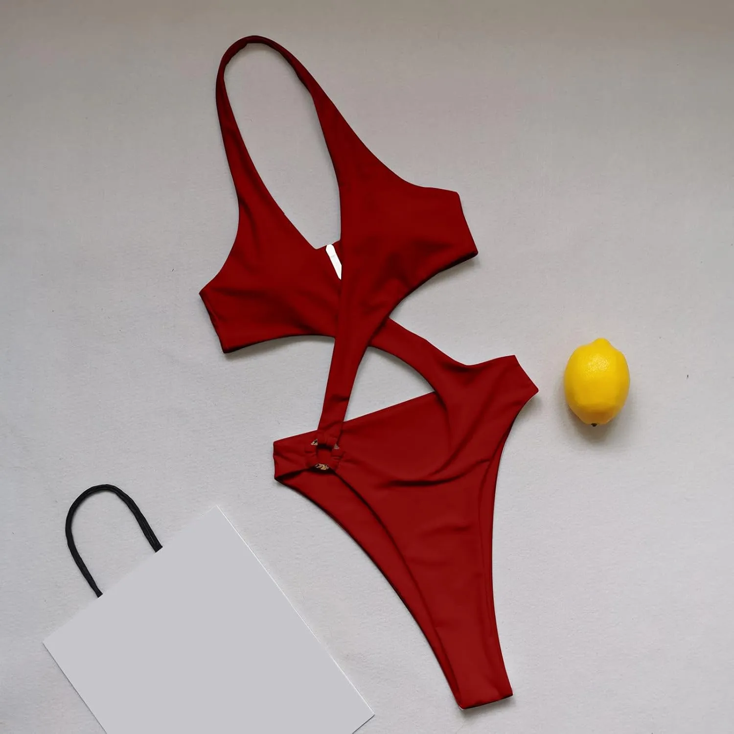 Sexy One Piece Swimsuit for Women Deep V Neck Cut Out Bathing Suit High Cut O-Ring Cheeky Swimwear Thong Swim Suits