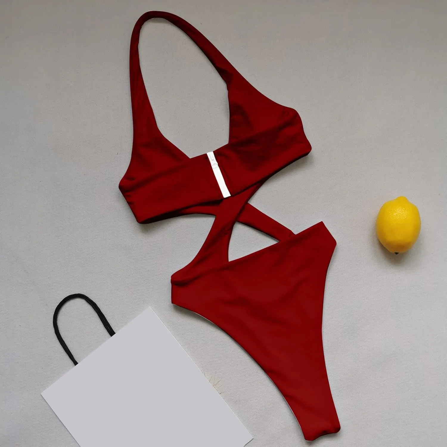 Sexy One Piece Swimsuit for Women Deep V Neck Cut Out Bathing Suit High Cut O-Ring Cheeky Swimwear Thong Swim Suits