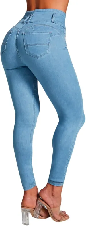 Skinny Jeans for Women High Waisted Butt Lifting Stretchy Curvy Jeans Ripped Slim Fit Denim Pants with Pockets