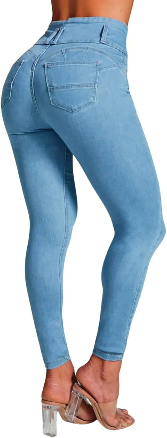 Skinny Jeans for Women High Waisted Butt Lifting Stretchy Curvy Jeans Ripped Slim Fit Denim Pants with Pockets