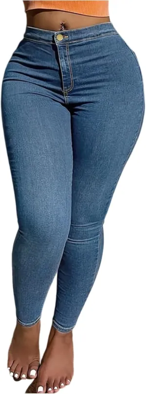 Skinny Jeans for Women Stretchy Curvy High Waisted Butt Lifting Jeans Pull On Denim Jeggings with Pockets