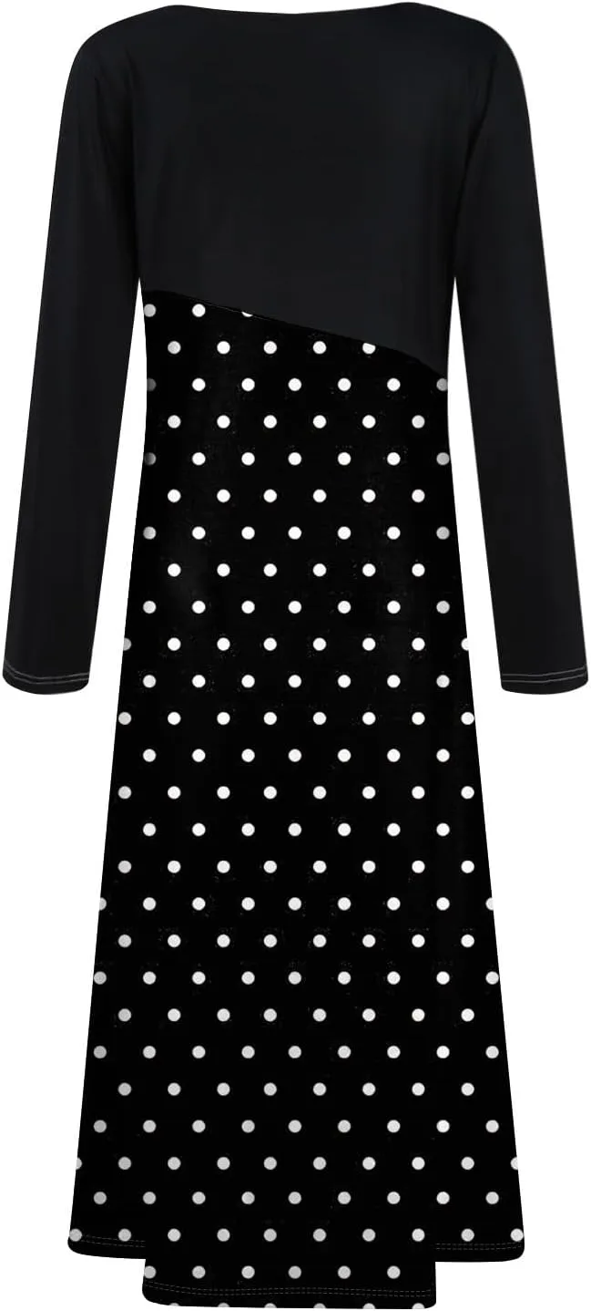Spring Dresses for Women 2025 V Neck Long Sleeve Midi Trendy Elegant Casual Teens Holiday Cruise Dress