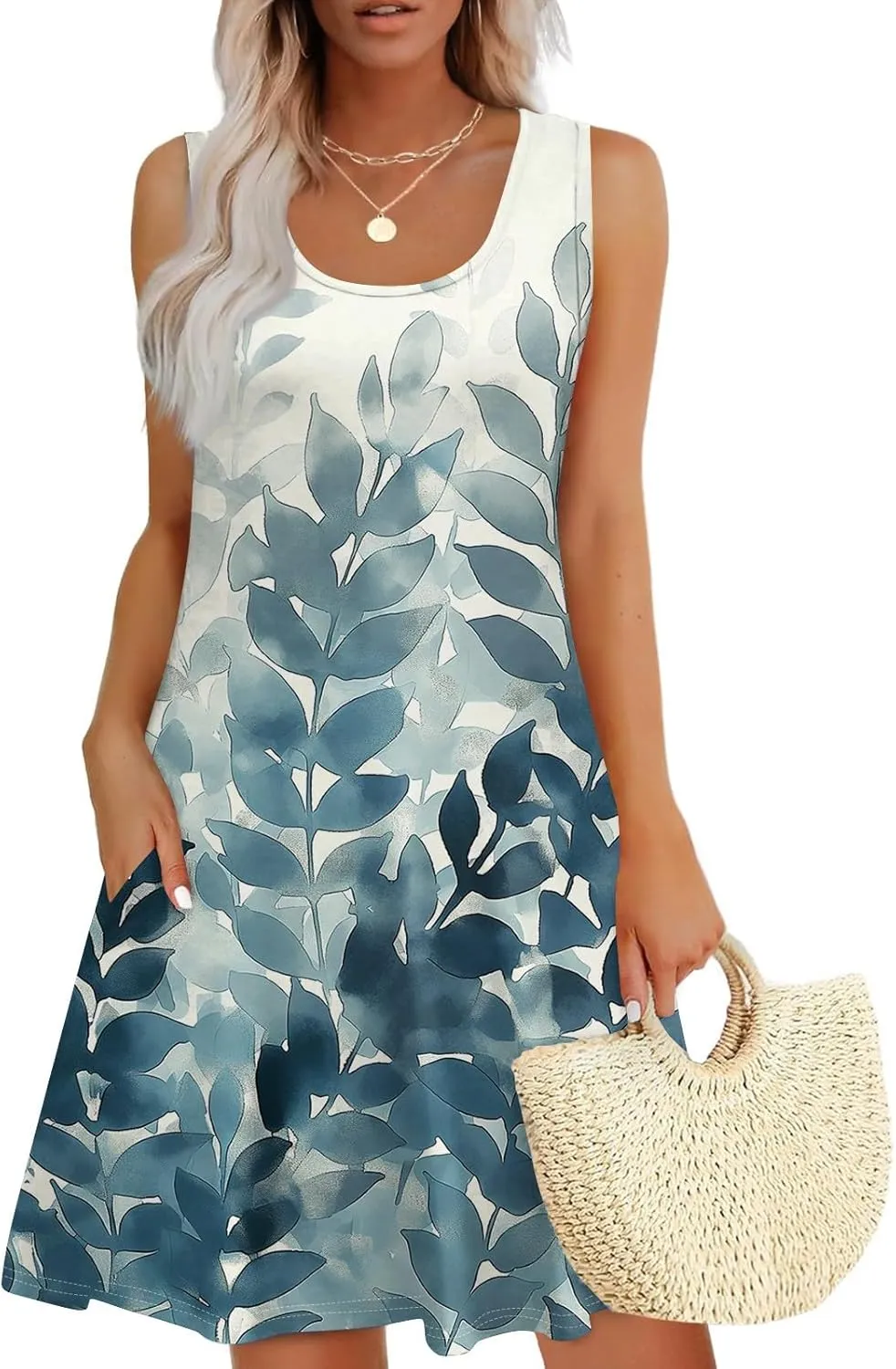 Spring Dresses for Women Sundresses Boho Dress Sleeveless Tank Dress Basic Short Dress Summer Flowy Beach Dresses