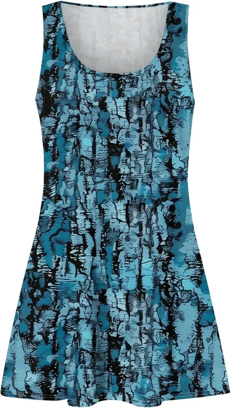 Spring Dresses for Women Sundresses Boho Dress Sleeveless Tank Dress Basic Short Dress Summer Flowy Beach Dresses