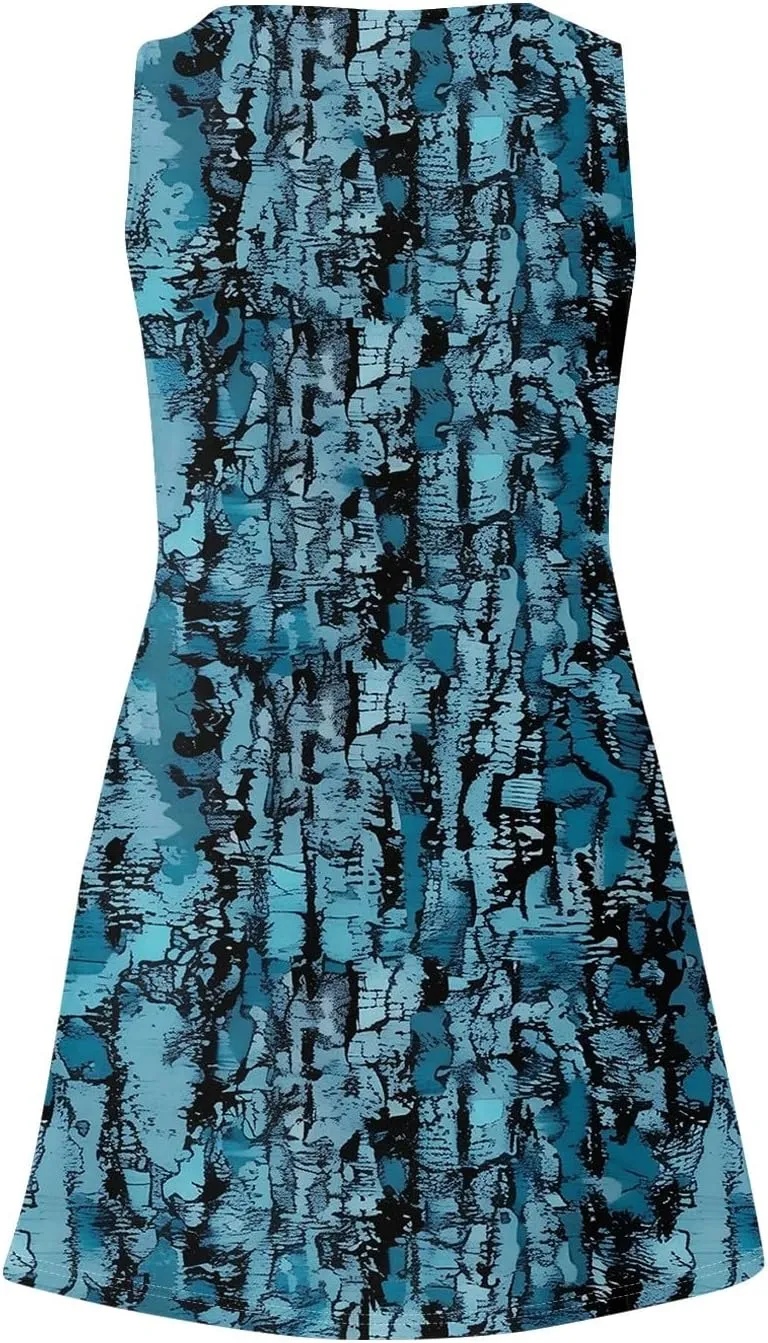Spring Dresses for Women Sundresses Boho Dress Sleeveless Tank Dress Basic Short Dress Summer Flowy Beach Dresses