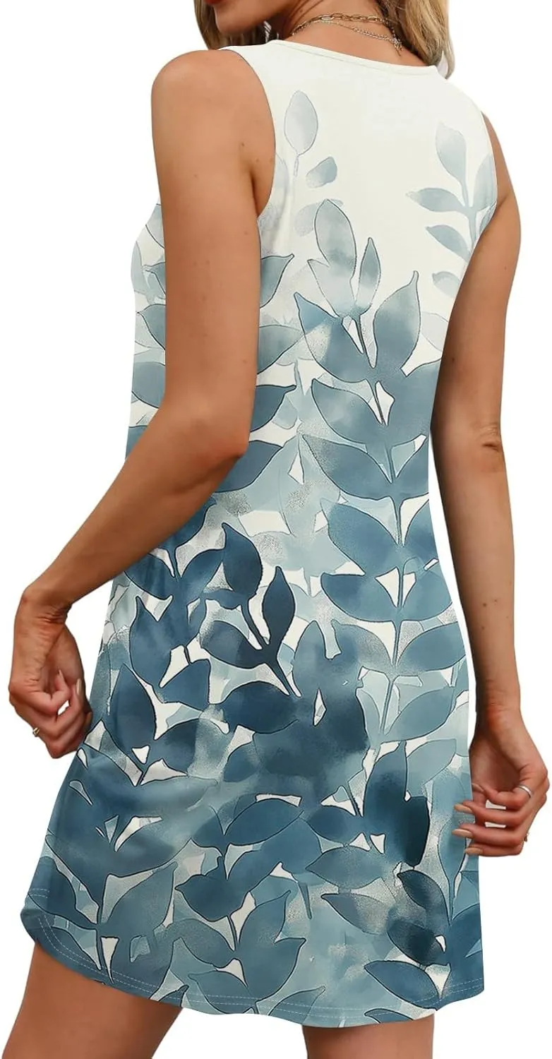 Spring Dresses for Women Sundresses Boho Dress Sleeveless Tank Dress Basic Short Dress Summer Flowy Beach Dresses