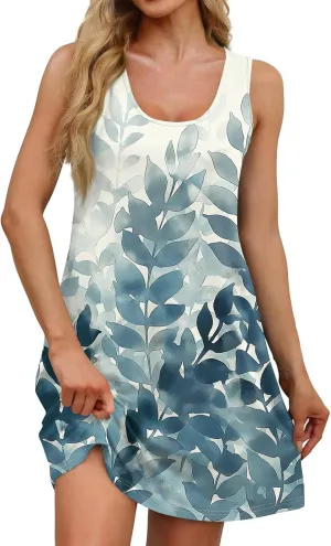 Spring Dresses for Women Sundresses Boho Dress Sleeveless Tank Dress Basic Short Dress Summer Flowy Beach Dresses