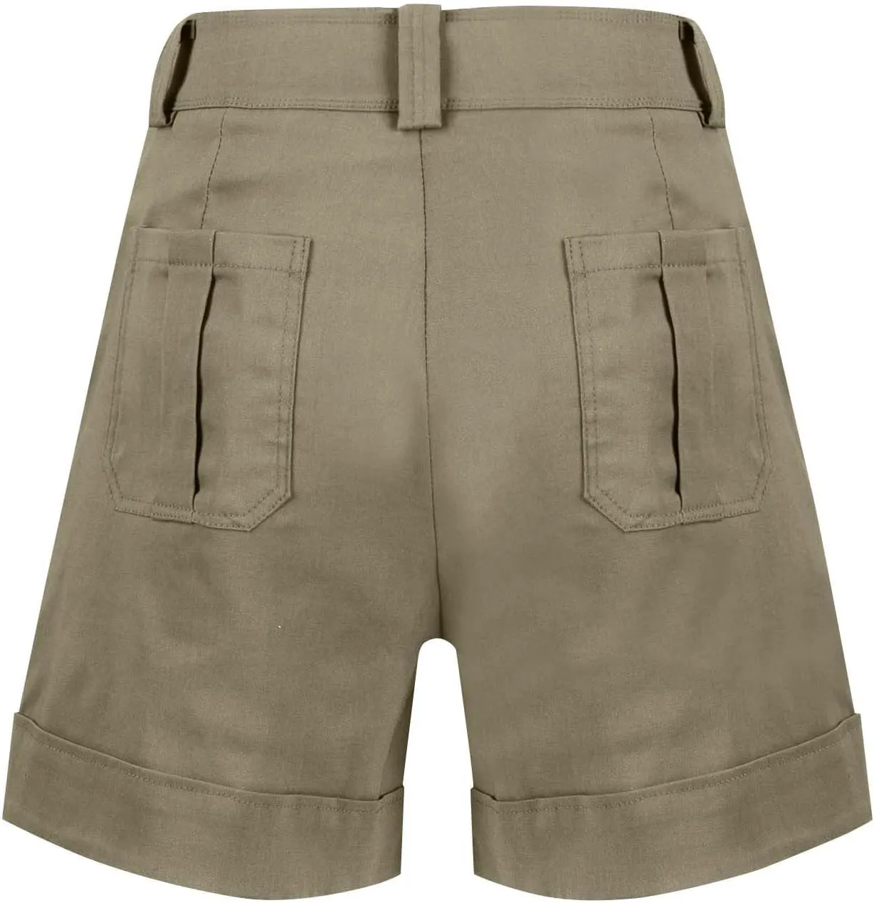 Stretch Twill Shorts Women Elastic High Waisted Denim Shorts Pull On Chino Shorts Summer Bermuda Shorts with Pockets