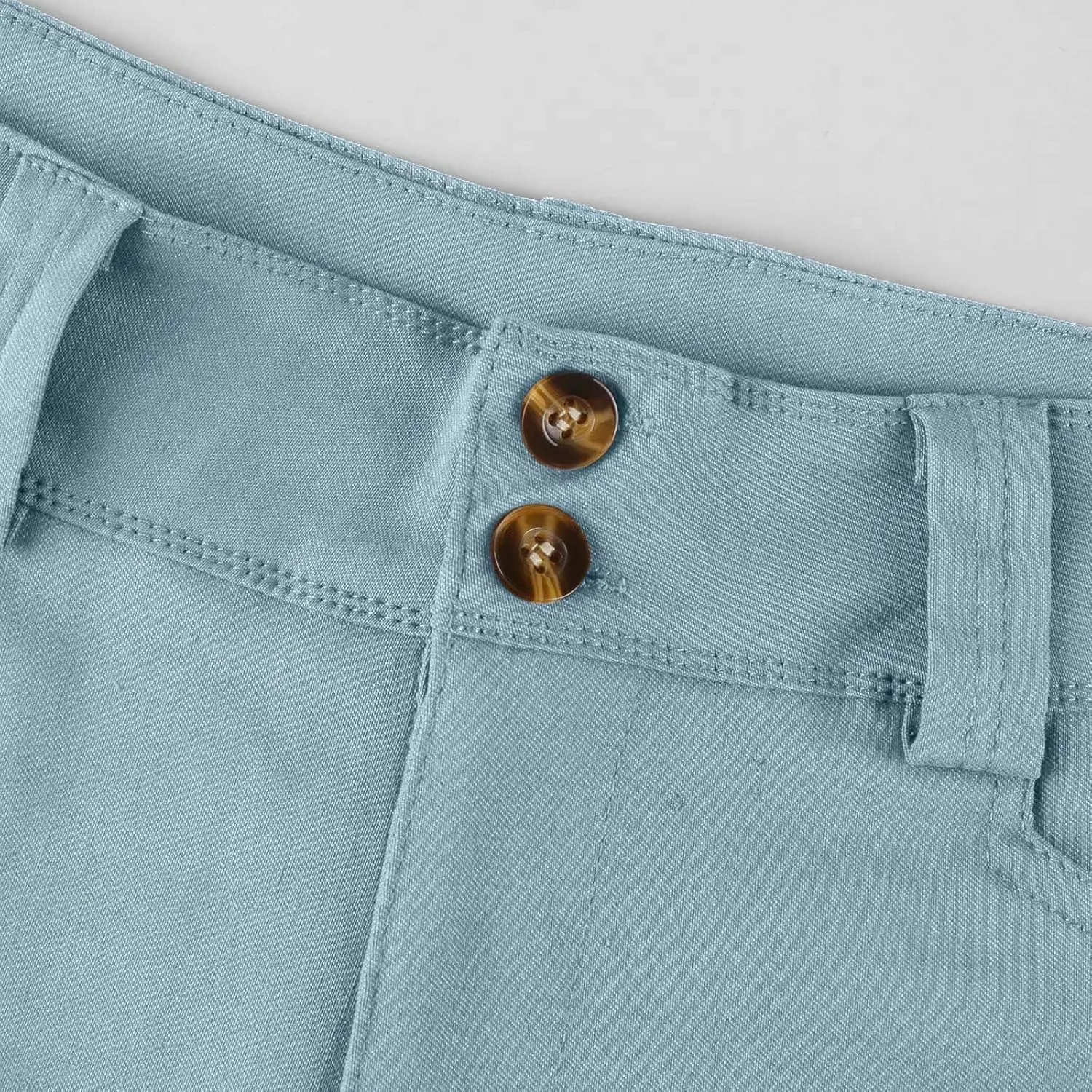 Stretch Twill Shorts Women Elastic High Waisted Denim Shorts Pull On Chino Shorts Summer Bermuda Shorts with Pockets