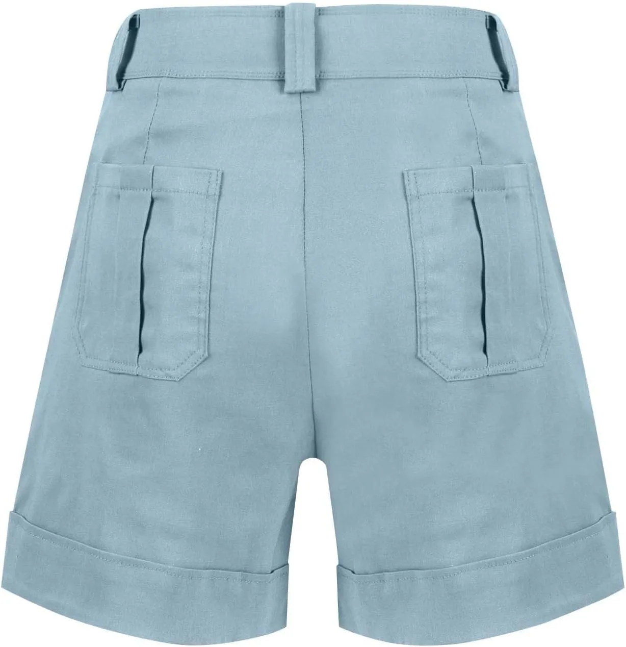 Stretch Twill Shorts Women Elastic High Waisted Denim Shorts Pull On Chino Shorts Summer Bermuda Shorts with Pockets