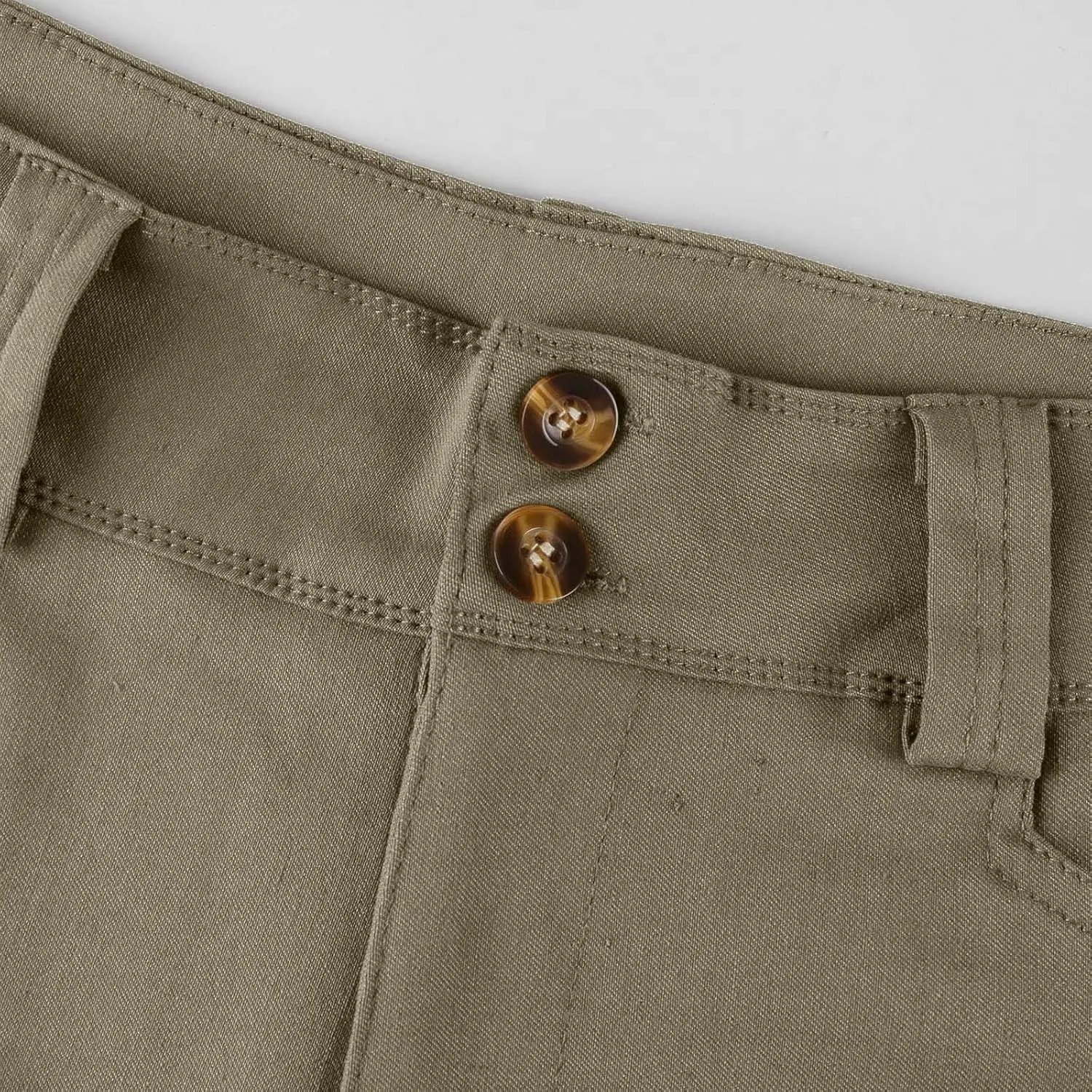 Stretch Twill Shorts Women Elastic High Waisted Denim Shorts Pull On Chino Shorts Summer Bermuda Shorts with Pockets