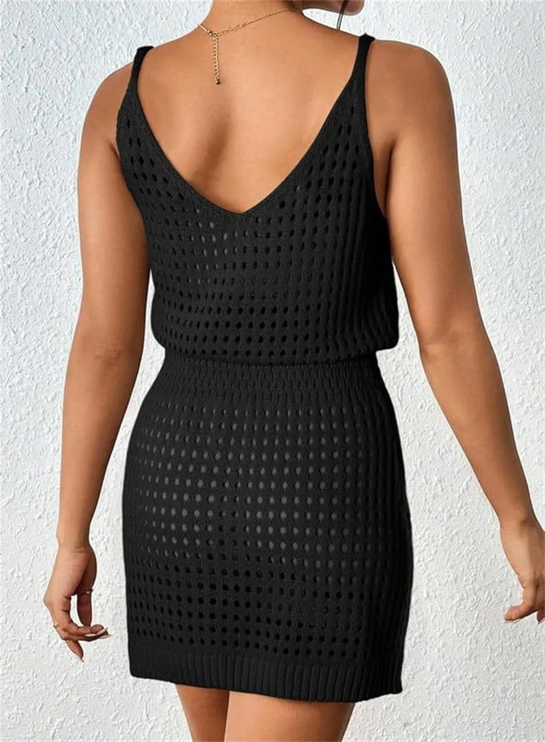 Summer Crochet Hollow Out Knit Beach Bathing Suit Swim Cover Bikini Bathing Suits Swimwear Sleeveless Vacation Dresses