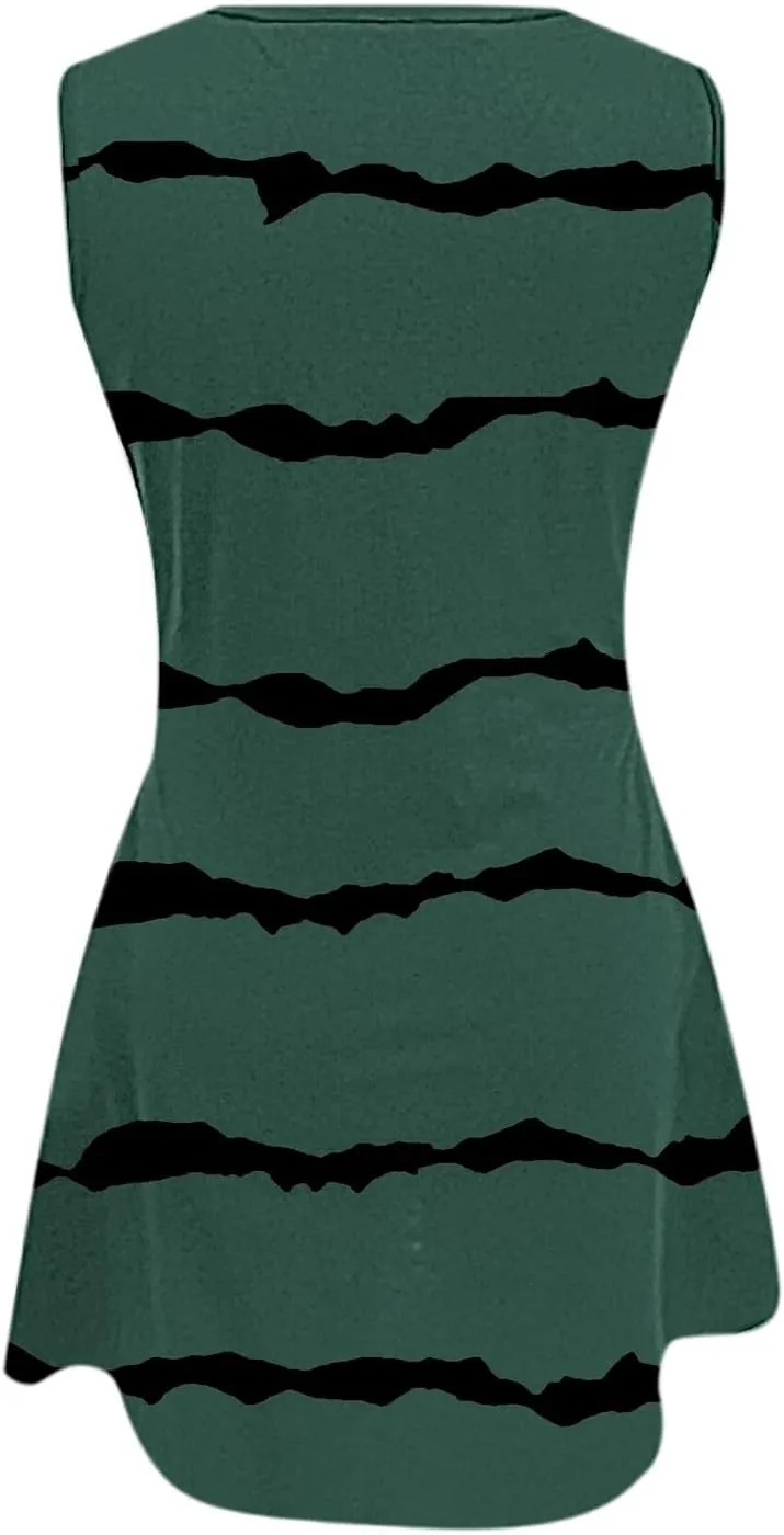Summer Dress Short Womens with Pockets Summer Casual Tank Dress Sleeveless Midi Beach Dress Women's Linen Dress