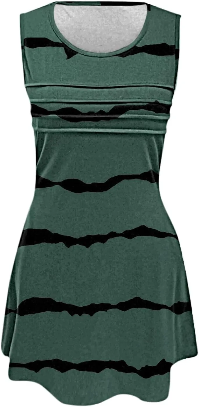 Summer Dress Short Womens with Pockets Summer Casual Tank Dress Sleeveless Midi Beach Dress Women's Linen Dress