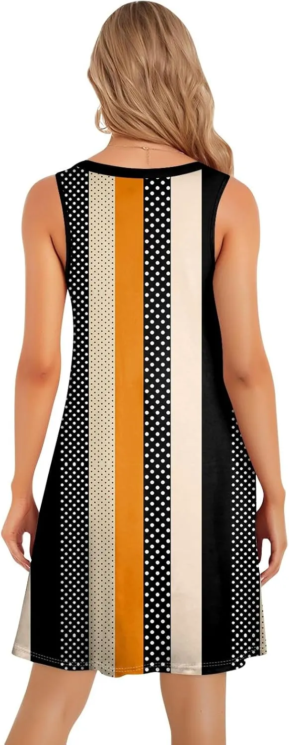 Summer Dresses for Women 2025 Beach Casual U Neck Sleeveless Fashion Floral Print Tank Loose Sundress